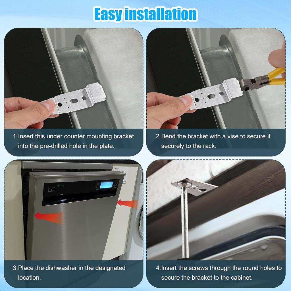 6pcs 8269145 Dishwasher Mounting Bracket with Screws, Undecounter Dishwasher Replacement Part Dishwasher Side Mount Clips Dishwasher tallation Kit