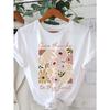 European Size Women's Giue Thanks Floral Print T-Shirt - Short Sleeve Round Neck Blouse, Casual Spring Summer with Elegant Botanical,