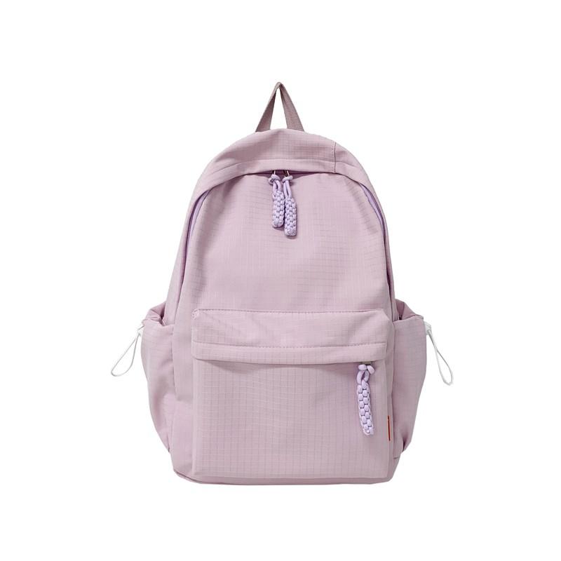 Solid Color Women's Backpack Large Capacity Student School Bag