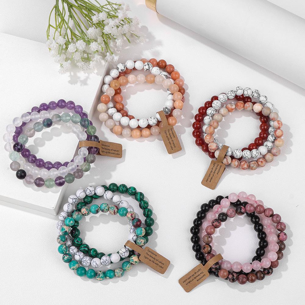 Natural Stone Crystal Beads Semi Precious Women's Bracelet Amethyst Multi Layered Combination Bracelets