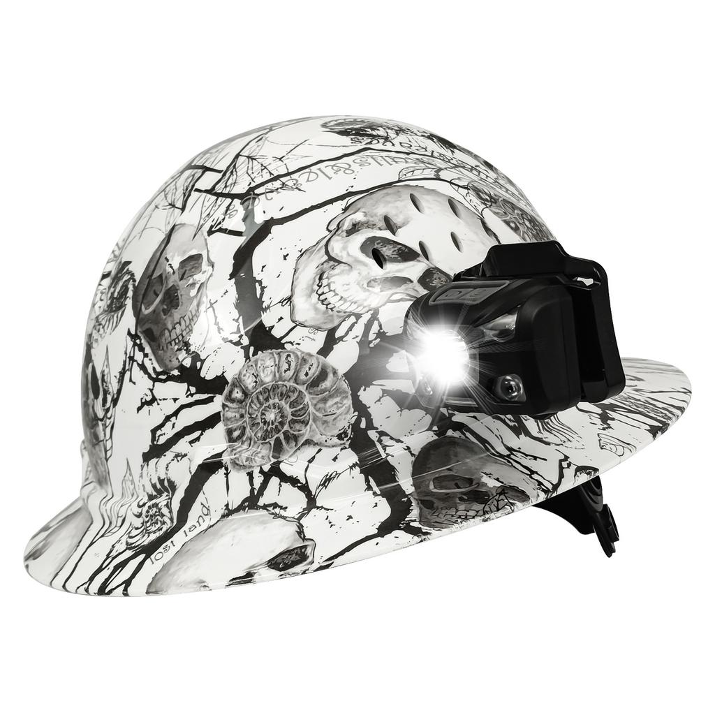 Large Brim Hard Hat with Headlamp Anti-smash Breathable Construction Site Construction Sunscreen Helmet