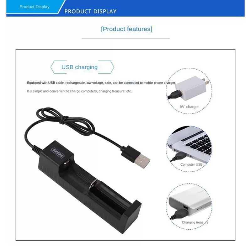 18650 1 Slot Smart Charge Safe Fast Charge Li-Ion Rechargeable Battery Charger