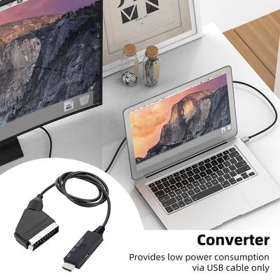 HDMI-Compatible To Scart Converter Plug and Play Audio Video Cable Adapter Scart To HDMI-compatible For VHS VCR DVD HD