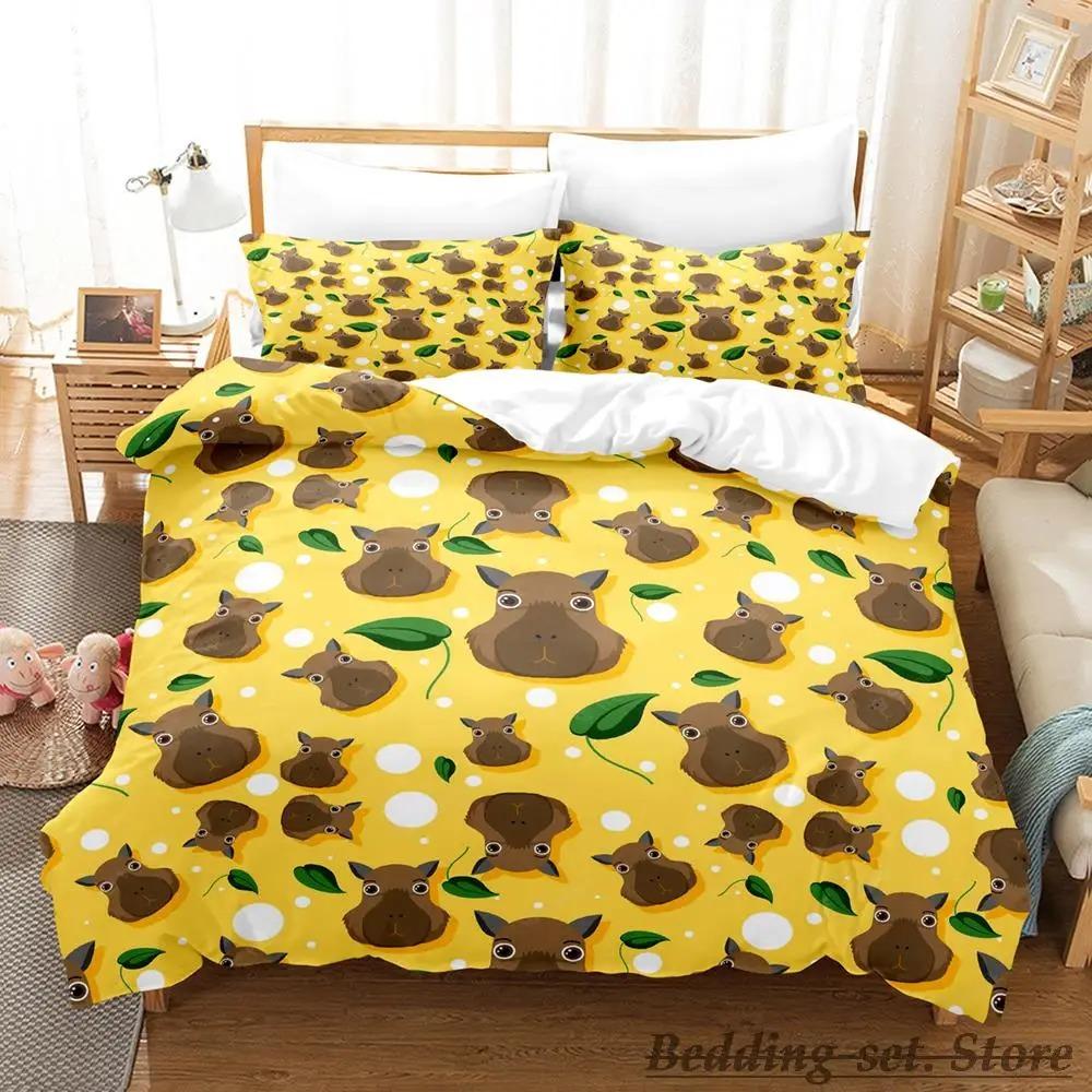Kawaii Capybaras Bedding Set Single Twin Full Queen King Size Bed Set Aldult Kid Bedroom Duvetcover Sets 3D bed cover set Tool