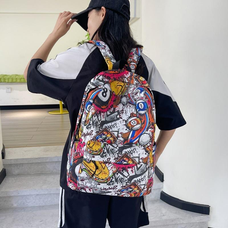 Schulrucksack Amerikanische Persönlichkeit Graffiti Rucksack ins High-School-Schüler College-Student Klasse Schultasche Trendig Mode Große Kapazität Rucksack