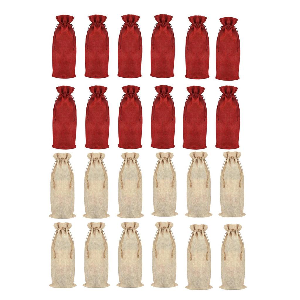 12x Burlap Bottle Bag Carrying Bag Bottle Gift Bag for Holiday Wedding Party
