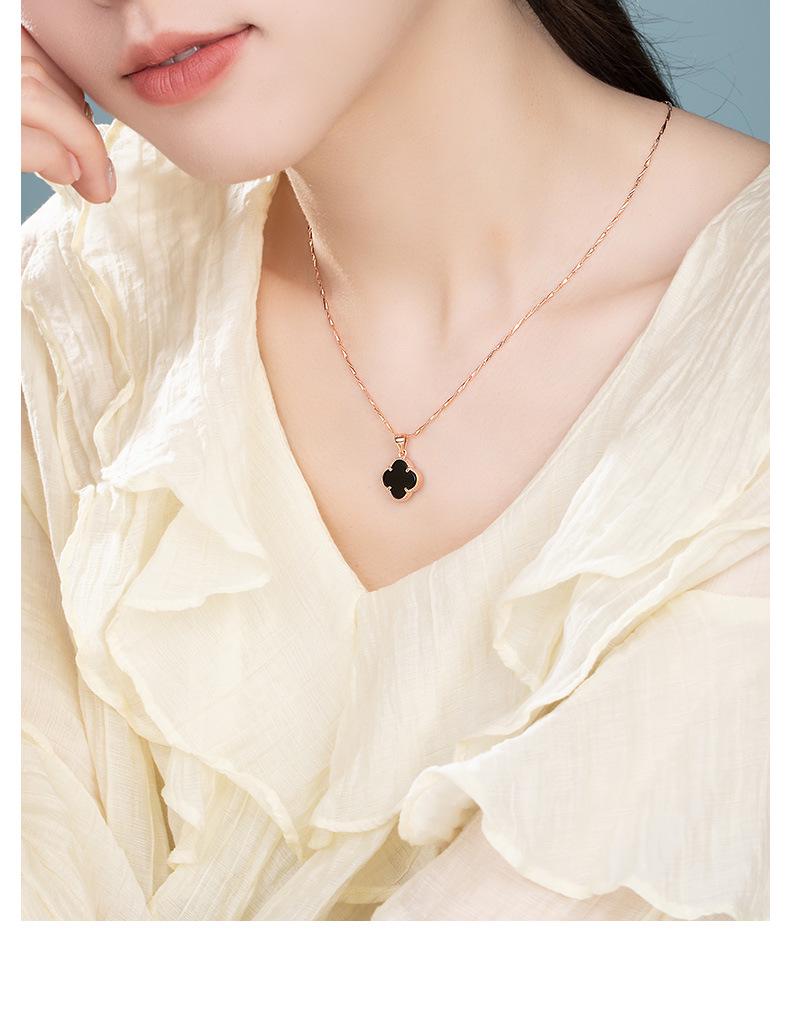 Sterling Silver Four-Leaf Clover Necklace - Women's Light Luxury Clavicle Chain Jewelry