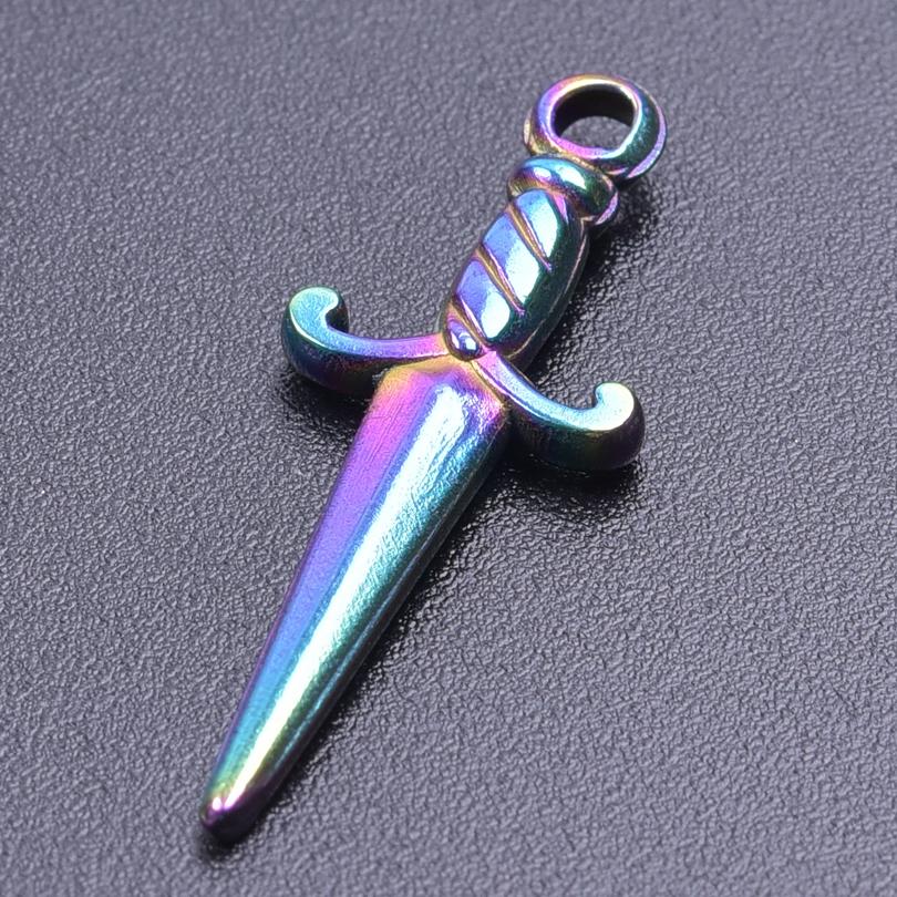 5pc Fashion Love Evil Eyes Colorful Stainless Steel Pendant Handmade Pendants Necklace Materials DIY Sword Accessories Findings
