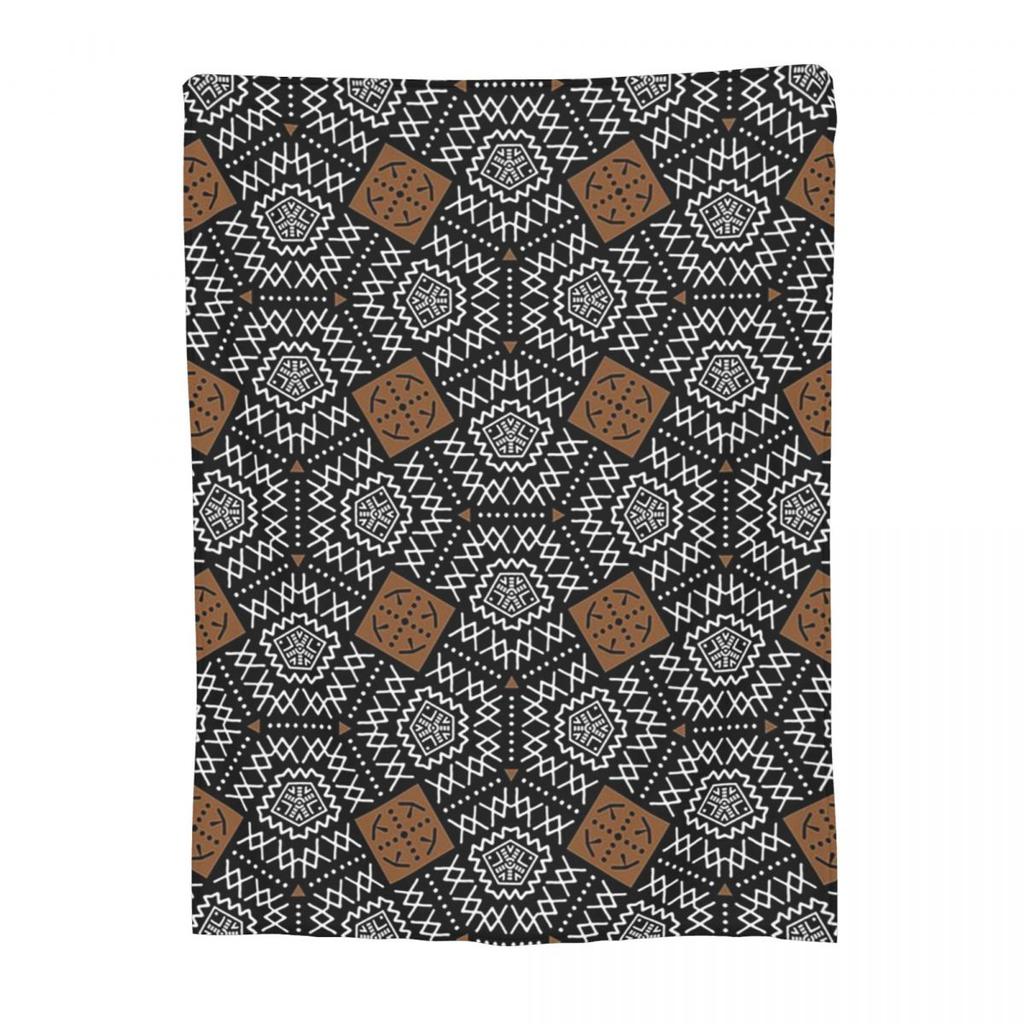 African Bogolan Mudcloth Pattern Blanket Soft Warm Flannel Throw Blanket Bedding for Bed Living room Picnic Travel Home Sofa