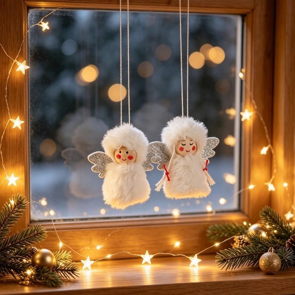 2PCS Hanging Christmas Plush Girl Doll Pendant Cartoon Short Plush Doll Decoration  Party