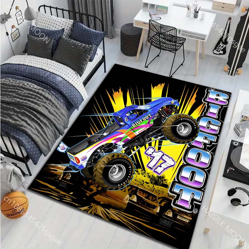 Multiple Style Big-footed Monster Truck Print Carpet for Living Room Bedroom Bedside Bathroom Floor Mat Home Area Rug Room Decor