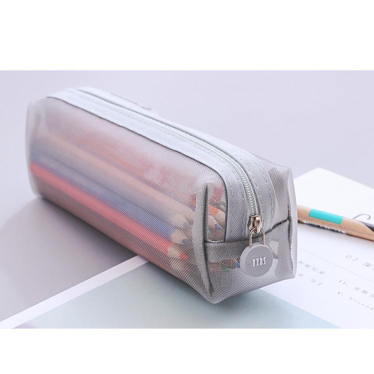 Colorful Light Net Pencil Pounch Zipper Pen Bag for Kids College