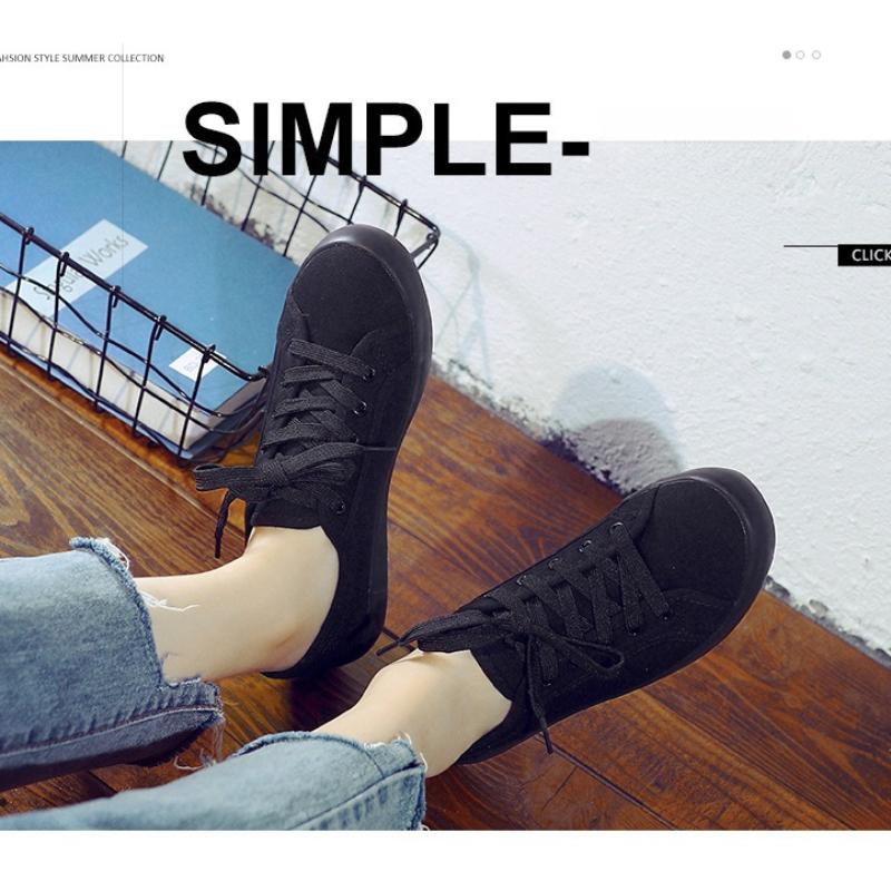 2025 Nieuwe Klassieke Zwarte Canvas Schoenen voor Dames Ademend Platte Zool Comfortabele Werkschoenen Lichtgewicht Antislip Casual Minimalistisch