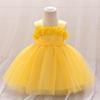 2024 Girls' Princess Dress with 3D Floral Mesh - Perfect for First Birthday