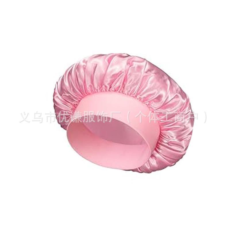 Women's wide-brimmed high-elastic hat satin nightcap hair shower cap high-end material satin hair cap