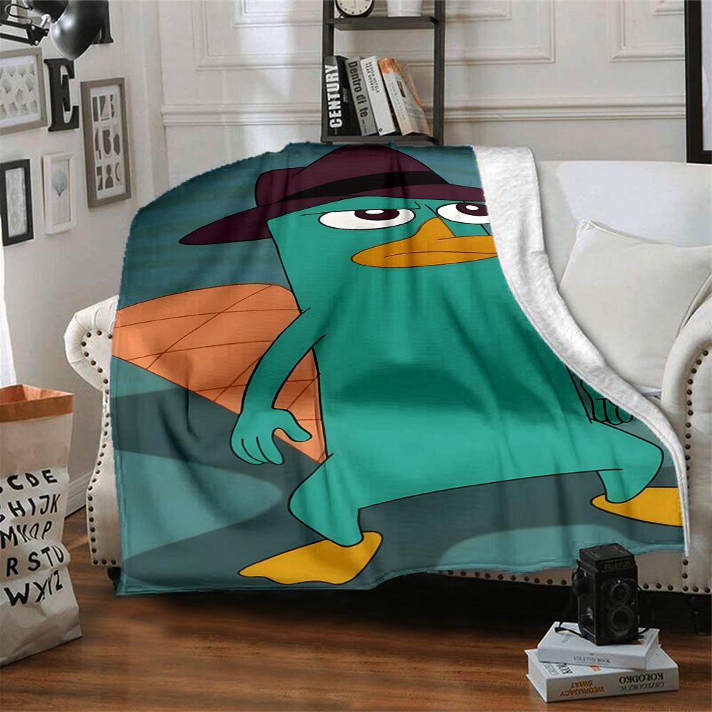 1pc Phineas and Ferb5 Blanket, Gift, for Men and Women, Soft Blanket, Good for Sofa Bed Couch Travel, Lightweight Flannel Blanket
