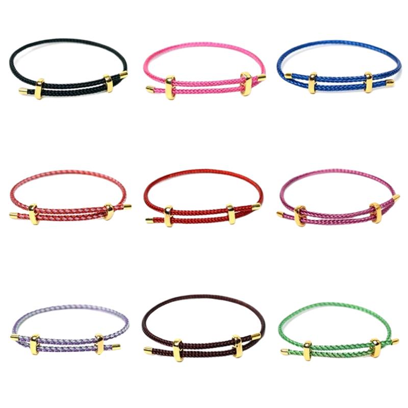 Bracciale in Acciaio Inossidabile per Donna Uomo Fibbia Regolabile Coppia Filo Rosso Corda Intrecciata a Mano Gioiello Unisex