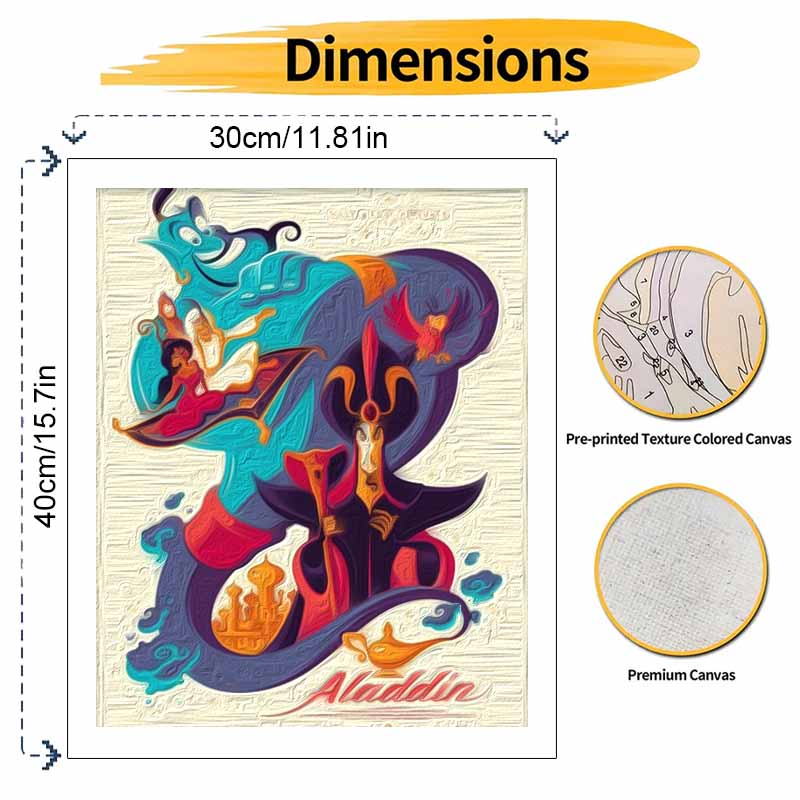 Disney DIY Aladdin Genie Oil Painting Art Painting Kit Home Wall Decor Handmade Gift Art Crafts Painting Set For Living Room Bedroom 130
