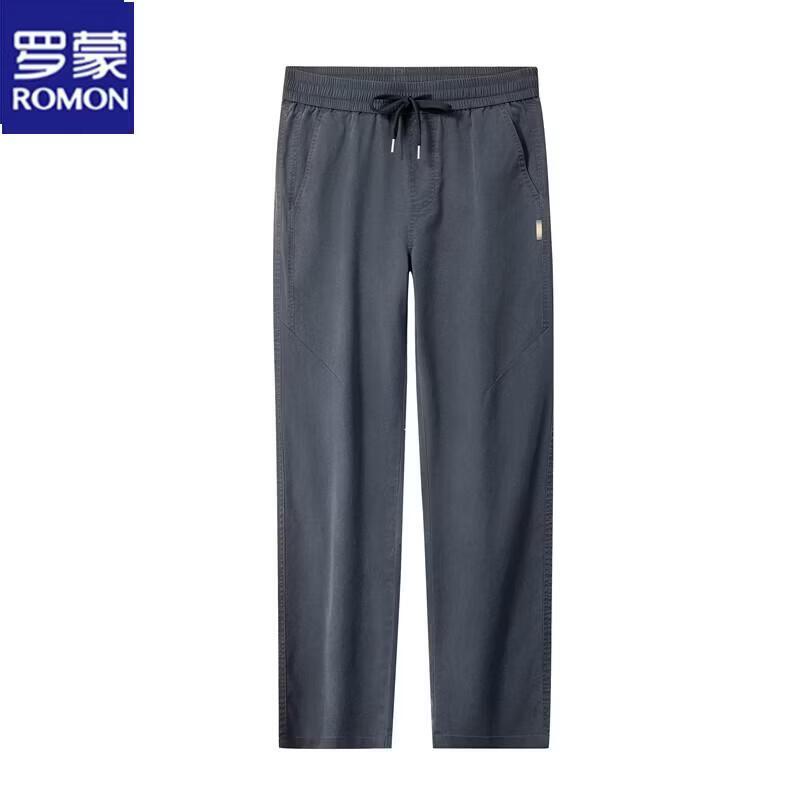 ROMON Men s Old Money Style Straight Fit Drawstring Casual Trousers 4XL