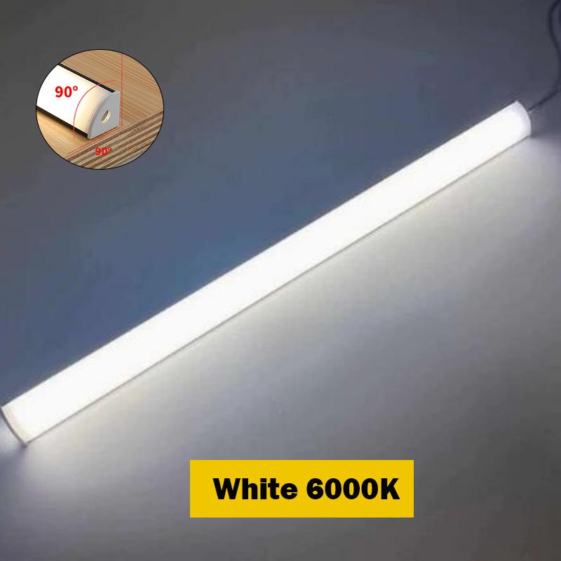 30/40/50CM 90° Lâmpada de Tubo Rígido LED DC12V Branco de Alto Brilho Natural Quente Alumínio Lâmpada LED para Armário Armário Cozinha Iluminação Noturna