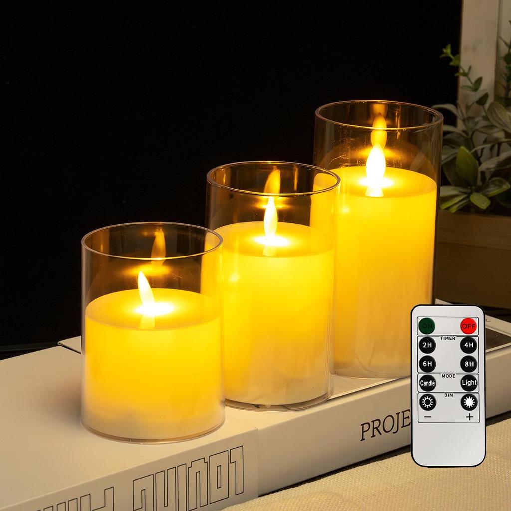 Acrylic Bullet-Shaped Remote-Controlled Flameless Candle Lamp