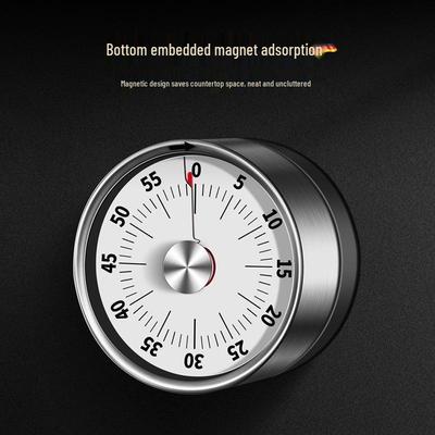 Stainless Steel Magnetic Kitchen Timer: Rotating Mechanical Countdown