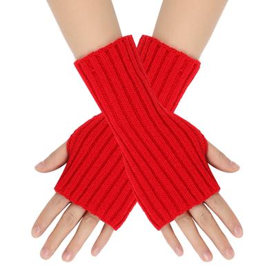 Fashion Women's Knitted Gloves Solid Color Fingerless Gloves Winter Warm Lady Simple Style Gloves Costume Accessories