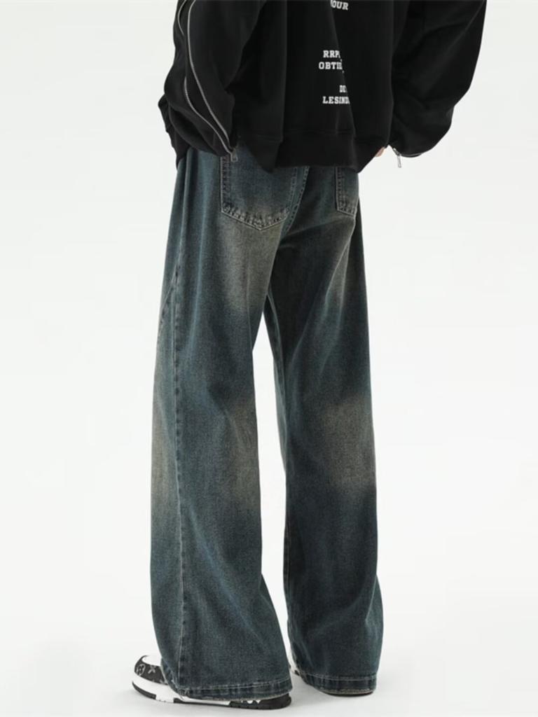 American Retro Wide-leg Straight Jeans Men's and Women's Vibe High Street Ifashion Trousers Flared Pants Loose Pants
