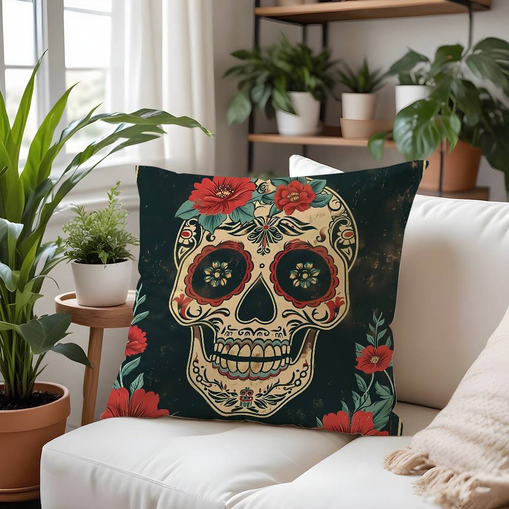 Day Of The Dead Pillow Case Plush Fabric Soft Pillowcase Double Sided Print Cushion Cover Household Gifts