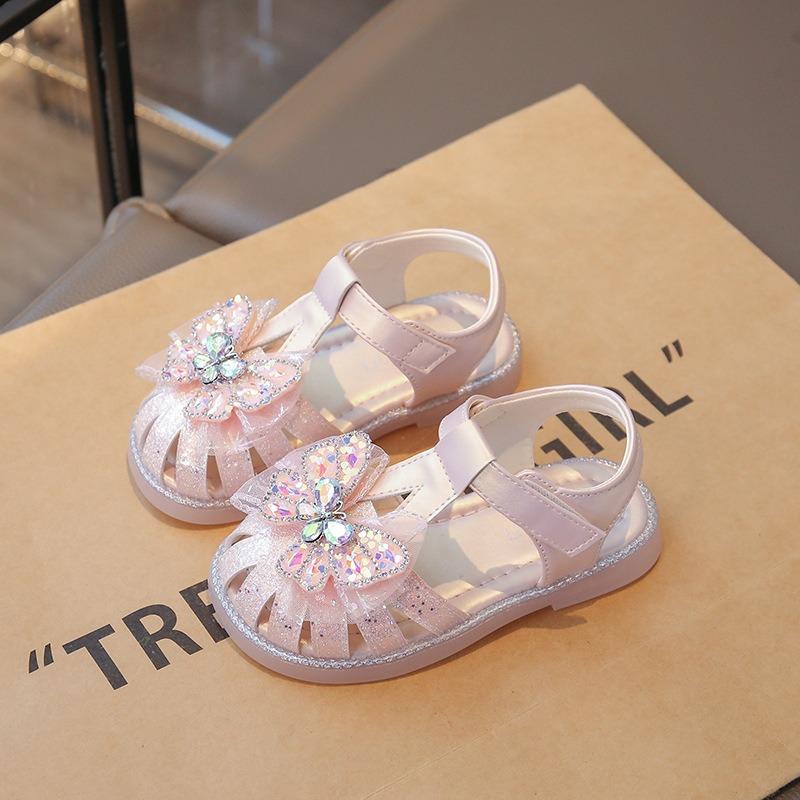 New Summer Girls Closed-Toe Princess Sandals, Soft Sole Fashion Anti-slip Versatile Casual Sandals for Little & Middle Kids