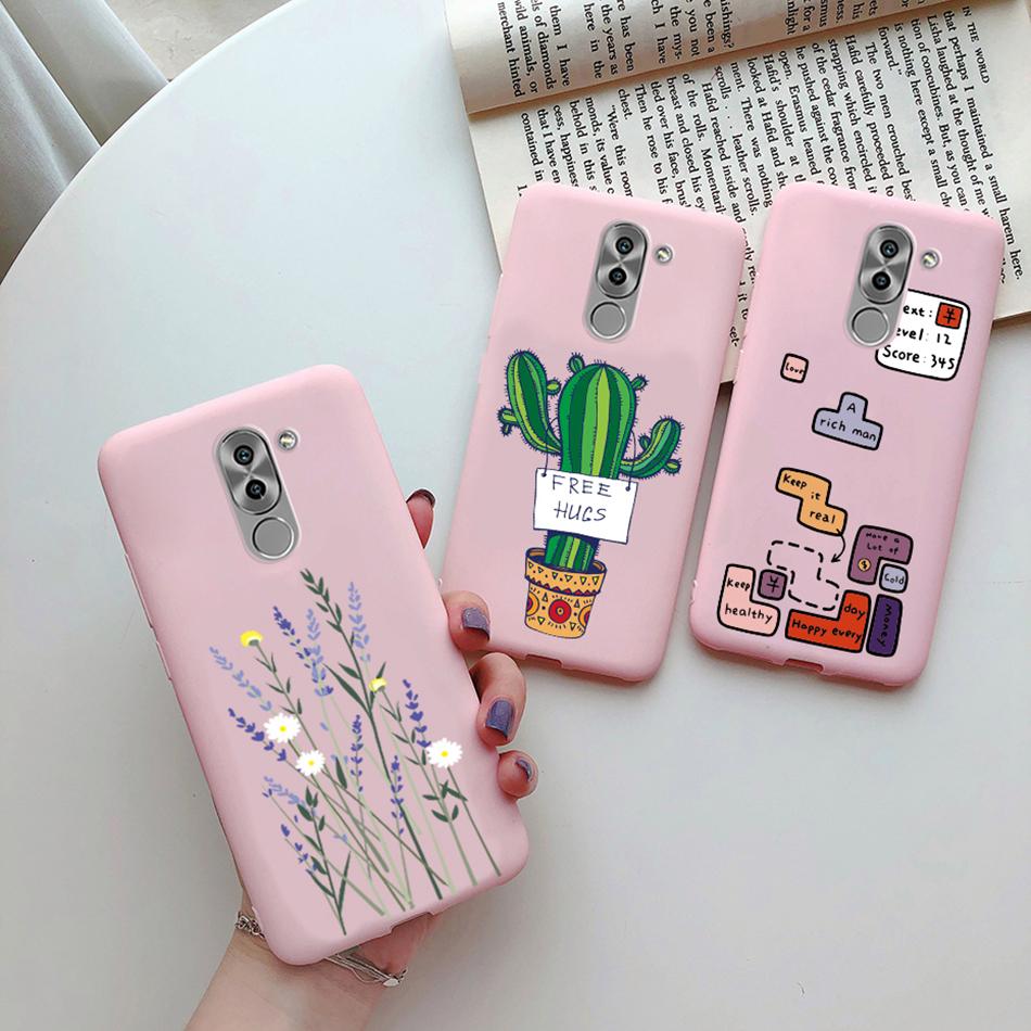 Liebesherz Hülle für Huawei Mate 9 Lite Für Huawei Honor 6X GR5 2017 Handyhülle Silikon Katze Kaktus Avocado Bemalt Mattes Cover