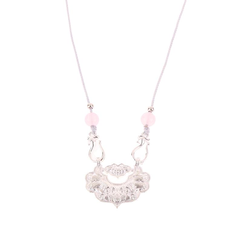 Chinese Style Ping An Lock Pendant For Women Vintage New Chinese Retro National Necklace Women'S Jewelry Valentine'S Day Gift
