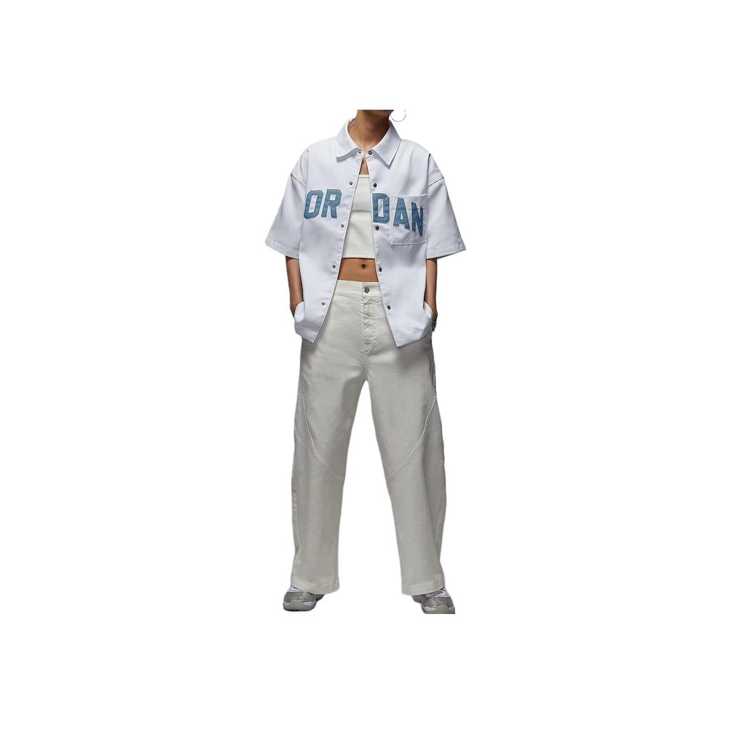 Jordan Women's White Short Sleeve Button-Up Shirt HQ9200-101