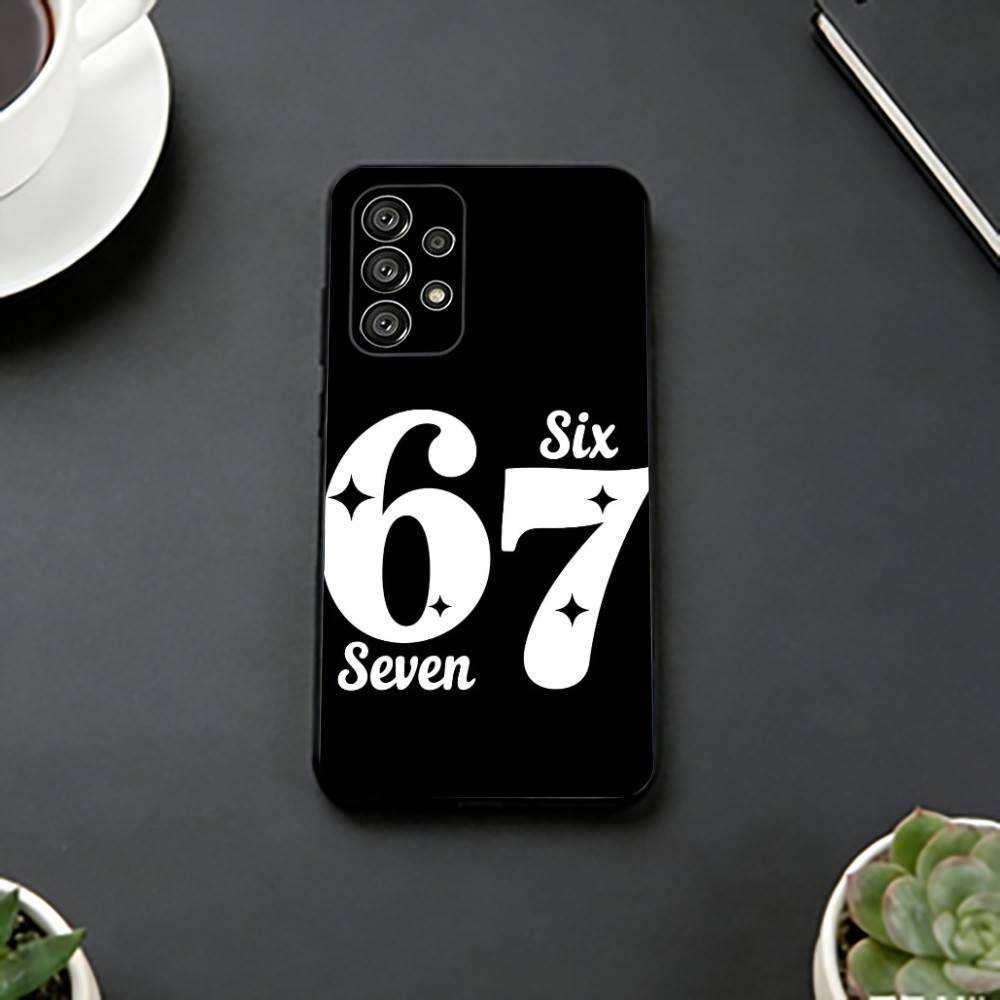 Six S-Seven 67 Phone Case For Samsung S25,S24,S21,S22,S23,S30,Ultra,S20,Plus,Fe,Soft Silicone Black Cover