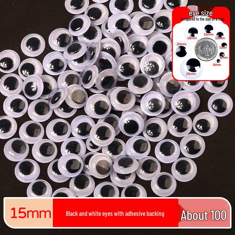 Kids' DIY Colored Eye Stickers for Crafting: Animal-Themed Black and White Eyeballs