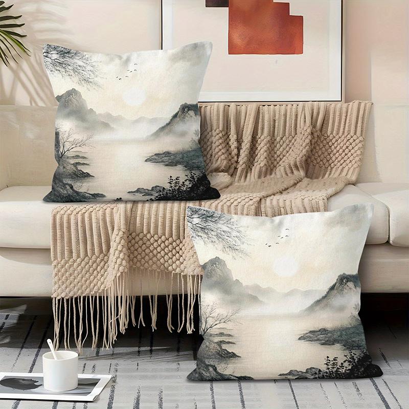 Abstract Blue and Gold Swirl Pattern Throw Pillow Cover for Modern Sofa Decor