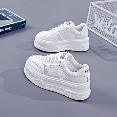 Size 34 Little White Shoes Women's Versatile Thick Soles Increase In Height Summer New Models Increase In Height Small People Show Height Sports Shoes