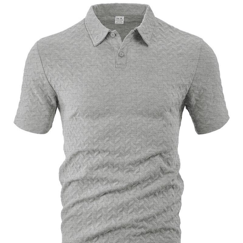 Thin, Breathable, Sweat-wicking, Loose-fitting, Casual, Solid Color Jacquard Men's Short-sleeve Polo Shirt