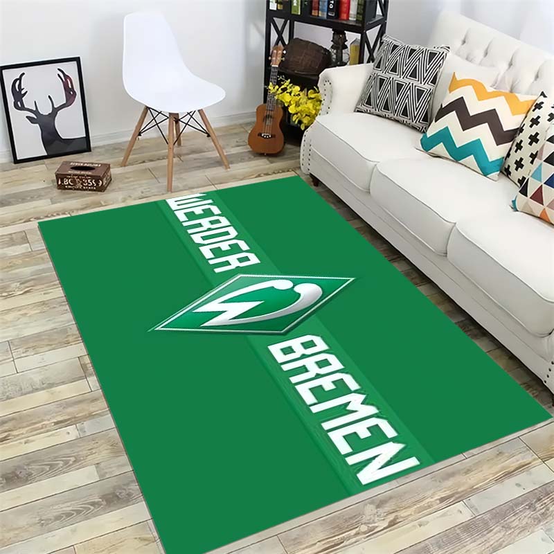 Werder Bremen Area Rug, Non-Slip Black Green Floor Mat with Football Club Print, Indoor Carpet for Soccer Fans 40x60cm( 15x23in )