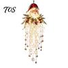 Christmas Gift for Friends Crystal Waterfall Lights, LED Warm White Snowman Pendant Decorative Pine Branch Pendants Light with Snowflake Droplets,