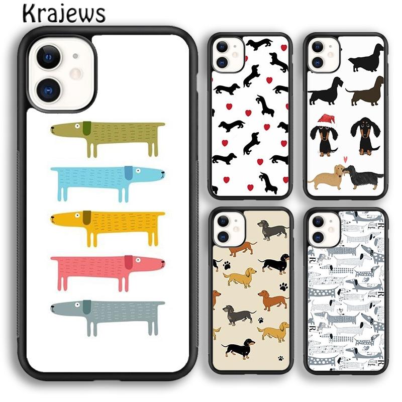 Krajews Dachshund Doxie Dogs Hearts Phone Case Cover For iPhone 17 Air 16 15 14 plus 11 12 13 pro max coque Fundas