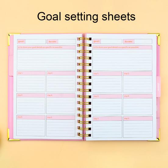 2026 Weekly Planner Notebook Spiral Bound Goal Journal with Elegant Cover Goal Setting & Task Tracking Portable Student Diary Organizer