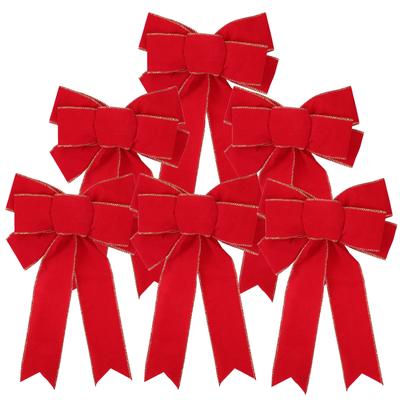Christmas Red Wreath Bows Velvet Red Bows Hand Tied Easy Hanging Christmas Ornaments 2025 for Holiday Tree Door Gifts Decoration