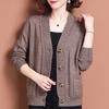 Fashion V-Neck Knitted Button Pockets Cardigan Sweater Women's Clothing Autumn Oversized Casual Tops All-match Coat