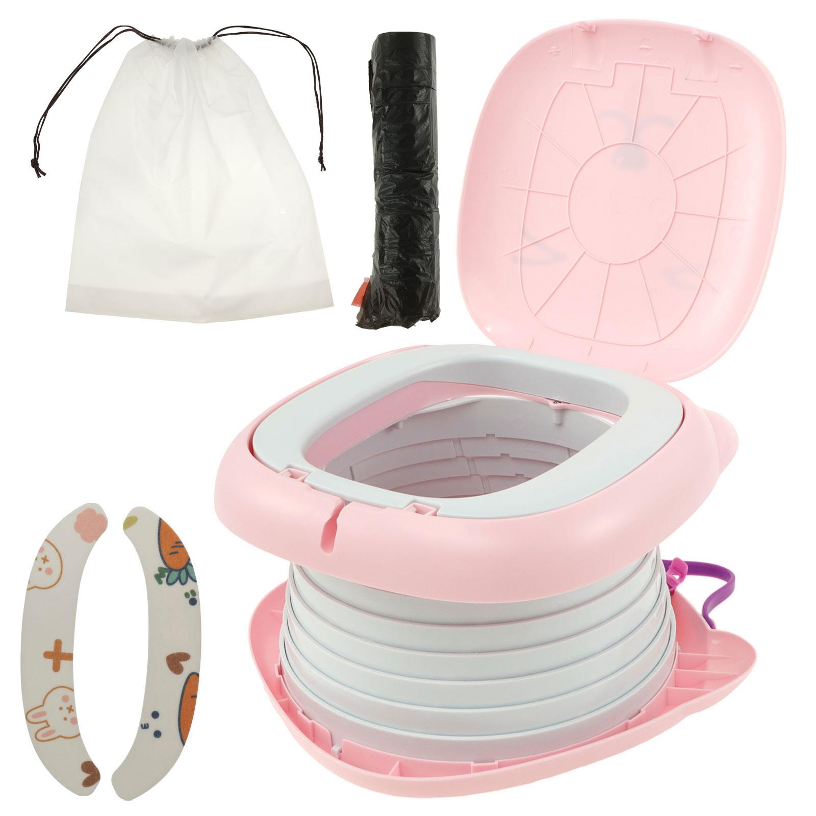 

Портативный складной горшок для детей, дорожный горшок для мальчиков и девочек, противоскользящий детский учебный горшок для кемпинга и ванной комнаты, детский горшок розовый