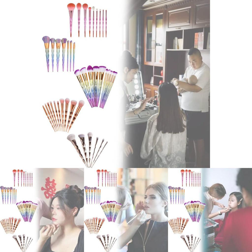 10-teiliges 3D-Verlauf Make-up Pinselset mit synthetischen Fasern für professionelle