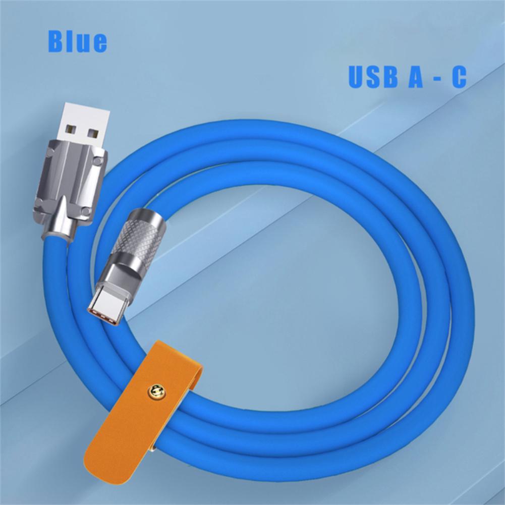 

USB C Cable Charging Cable 1 m 6A Fast Charging Cable LED Indicator Light Type C Charge Cable Upgraded Tensile Strength blue 1 meter #1