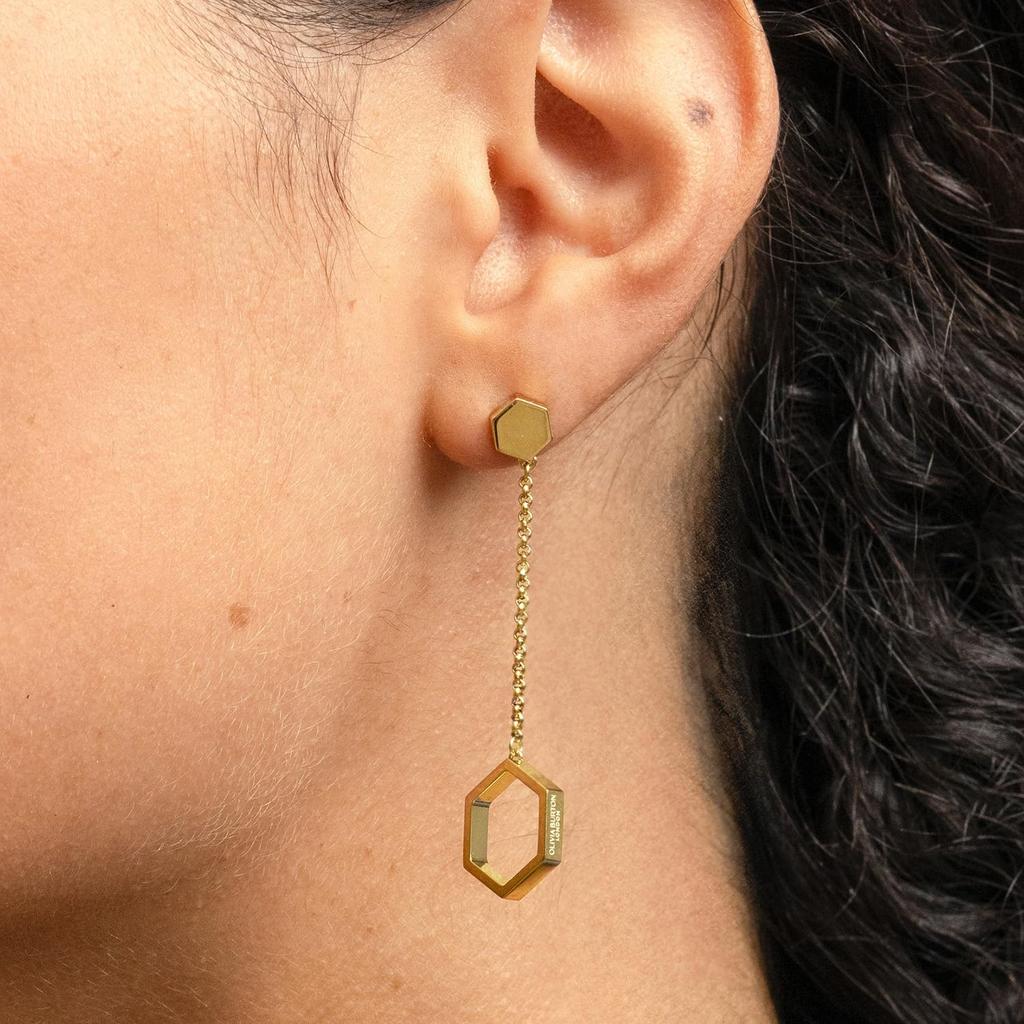 Authorized Dealer Olivia Burton Signature Honeycomb Classic Gold Drop Earrings 24100310 [OLIVIA BURTON] Women's
