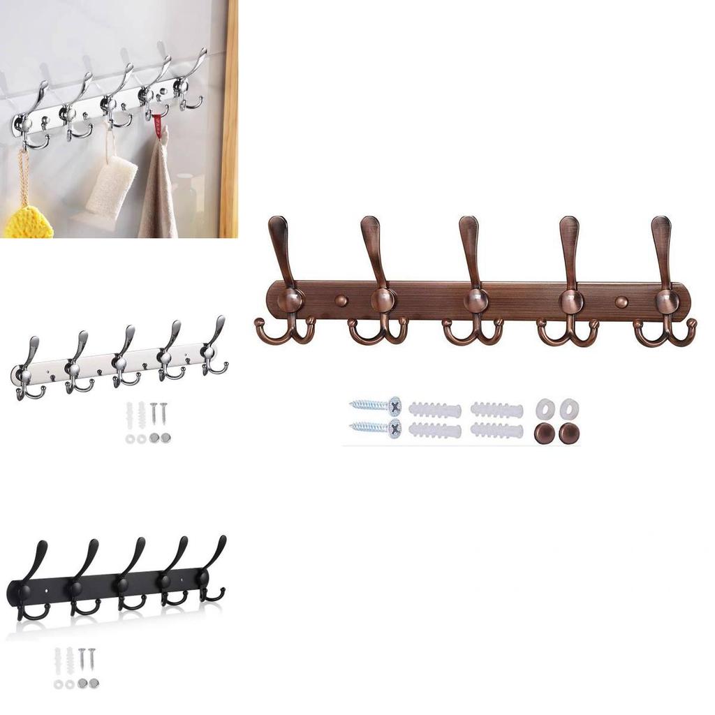 Modern Minimalist Wall Mount Heavy Duty Coat Hook With 5 Hooks For Bathroom And Hotel Doors