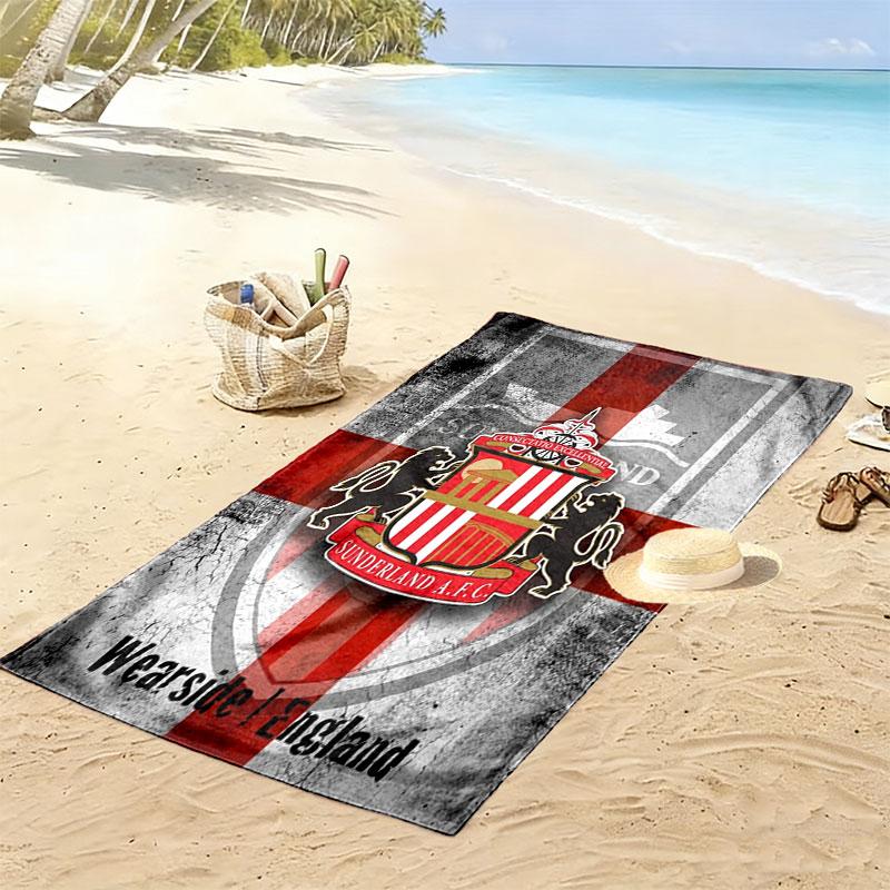 Ręcznik plażowy z nadrukiem logo Sunderland Association Football Club, Duży miękki szybkoschnący ręcznik na plażę, kemping, basen